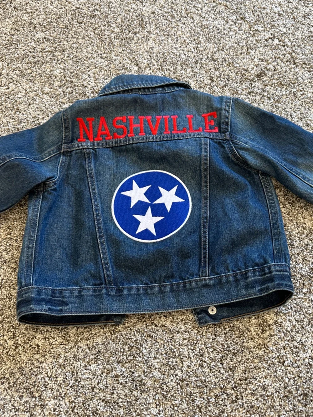 The Children's Place Blue Denim Jacket with Red Nashville Patch